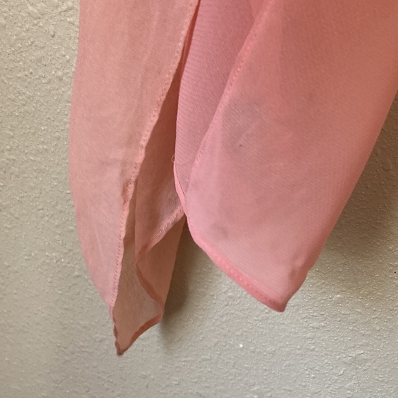 BCBG Maxazira Marilee 100% SILK chiffon high neck dress M peach pink blush CL3 - Picture 16 of 16